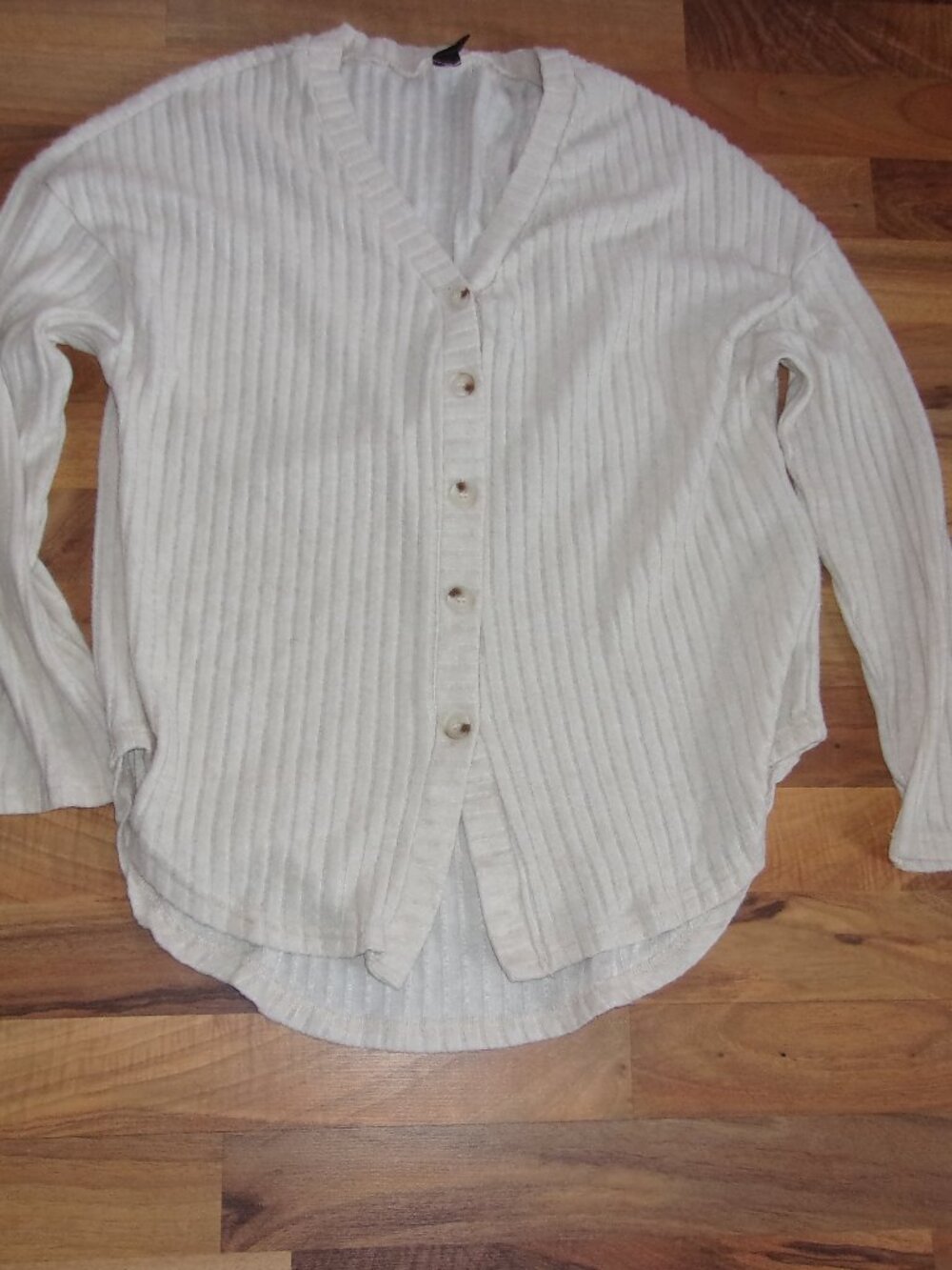 womens size small cream white button sweatshirt shirt top long sleeve